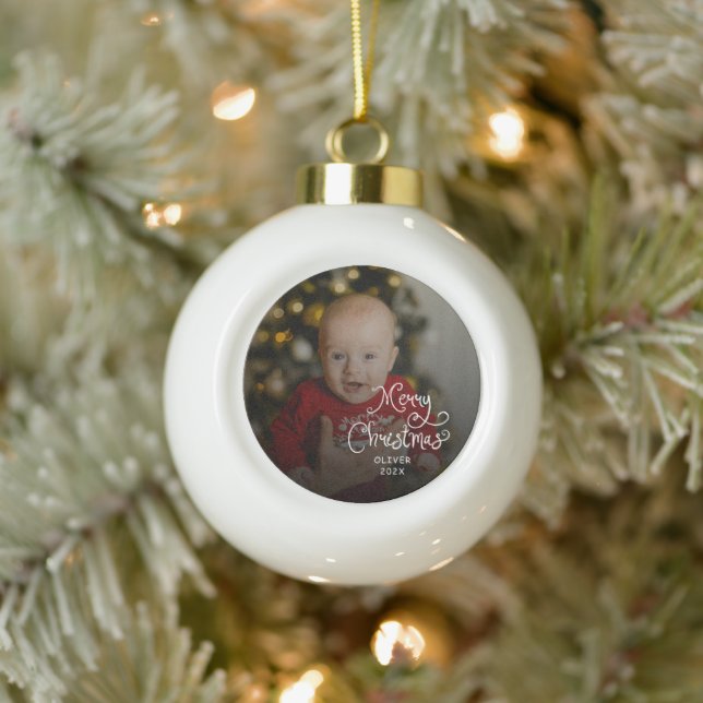 Boule En Céramique Merry Christmas Baby Photo (Arbre)
