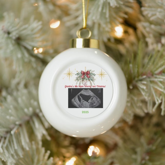 Boule En Céramique Merry Christmas Pregnancy Ultrasound Photo Grandma (Arbre)