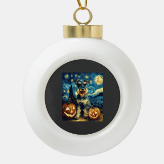 Boule En Céramique Mignon chien Schnauzer miniature Halloween Jack O