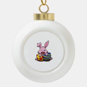 Boule En Céramique Mignonne lapin de Pâques avec des oeufs colorés -