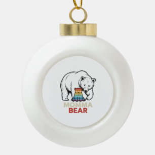 Boule En Céramique Momma Bear Arc-en-Ciel Design de Chemise avec Grav