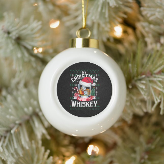 Boule En Céramique Mon Esprit de Noël est Whiskey laide doux Noël P (Arbre)