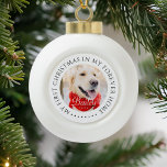 Boule En Céramique Mon premier Noël pour toujours Accueil Moderne Pho<br><div class="desc">Ce design simple et classique est composé de typographie serif et d'ajouter une photo personnalisée. "Mon premier Noël dans ma maison à jamais" encercle la photo personnalisée.</div>