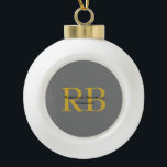 Boule En Céramique Monogramme couleur or gris moderne Ajouter un nom<br><div class="desc">Vous pouvez facilement modifier les polices,  l'image Arrière - plan et la couleur,  caractères de lettre.</div>
