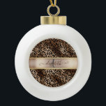 Boule En Céramique Monogramme de bronze noir Motif léopard<br><div class="desc">Elégant motif léopard sur noir et bronze avec votre monogramme.L'idée cadeau romantique parfaite. Cliquez sur le bouton Customiser pour modifier les polices,  déplacer le texte et customiser davantage votre conception.</div>