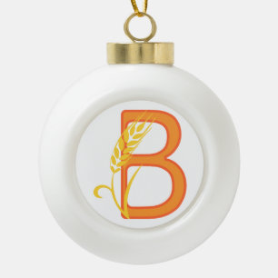 Boule En Céramique monogramme floral B lettre majuscule