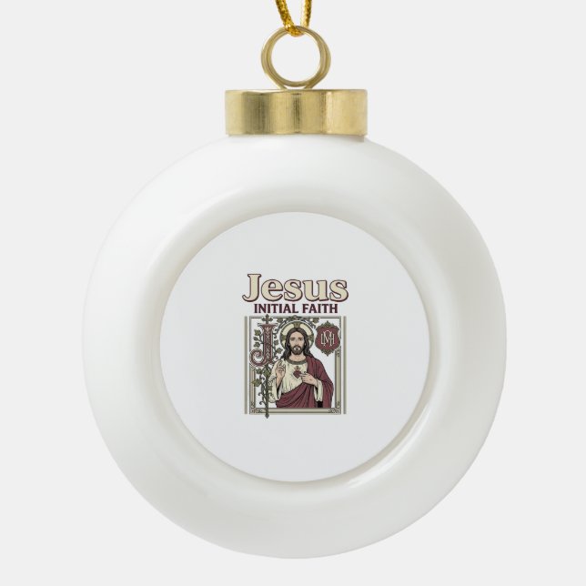 Boule En Céramique Monogramme initial de Jésus Foi Monogramme initial (Devant)