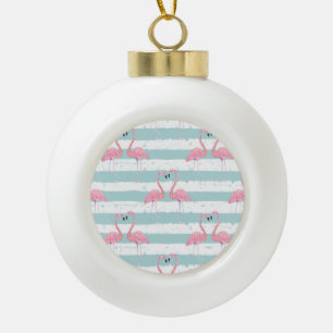 Boule En Céramique Motif Arrière - plan Exotique Flamant rose rayé