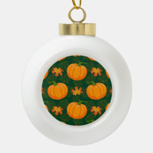 Boule En Céramique Motif de départ d'automne du Citrouille orange