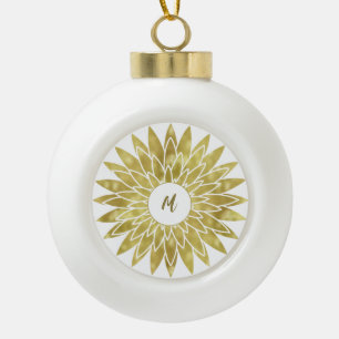Boule En Céramique Motif de monogramme floral or