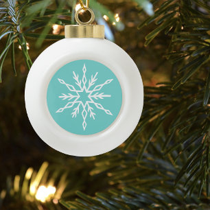 Boule En Céramique Motif Flocons de Neige Bleu Turquoise Doux Gel Hiv