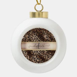 Boule En Céramique Motif léopard Bronze Noir Monogramme   