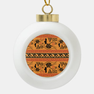 Boule En Céramique Motif Vintage Tribal Égyptien À Rayures.