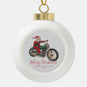 Boule En Céramique Motorcycliste Joyeux Noël