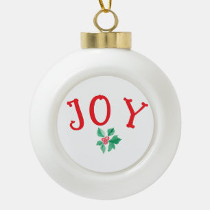 Boule En Céramique Mots de Noël "JOY" - Phrase de vacances saisonnièr