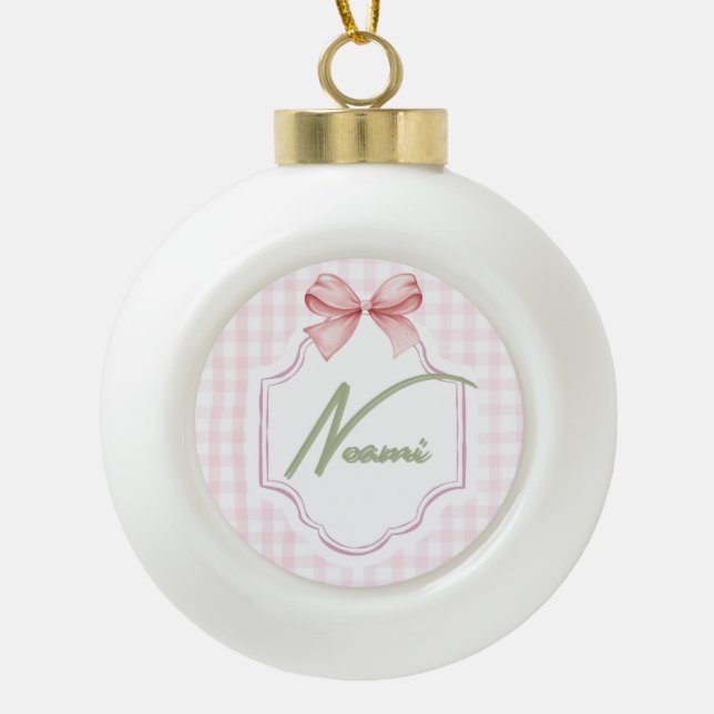Boule En Céramique Naomi Baby Girl Nursery Bow&En vichy personnalisée (Devant)