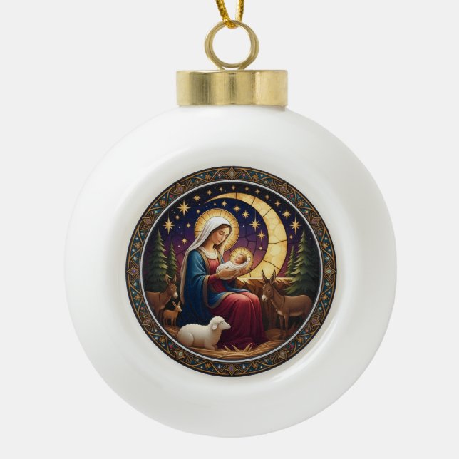 Boule En Céramique Nativity Christmas Ornament – Double-Sided (Devant)