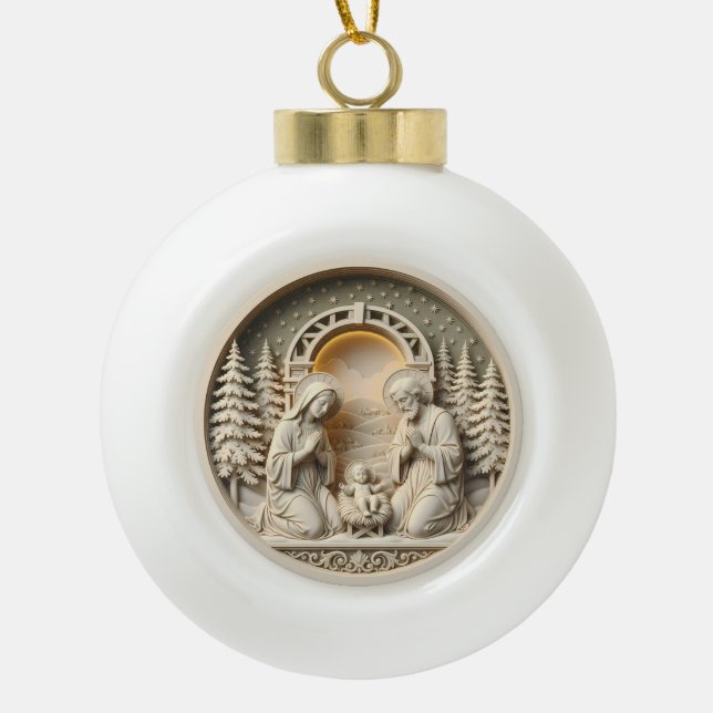 Boule En Céramique Nativity Christmas Ornament – Holy Family 2 (Devant)