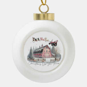 Boule En Céramique Noël à la ferme, Joyeux Noël