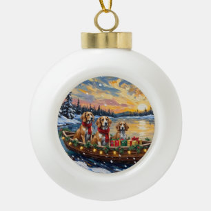 Boule En Céramique Noël Afghan Hound Bateau Vacances