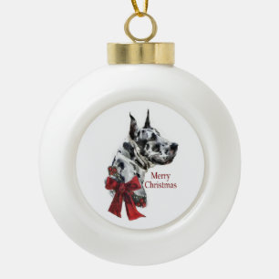 Boule En Céramique Noël Arlequin Great Dane