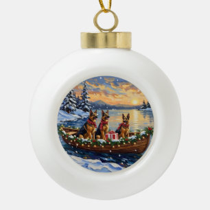 Boule En Céramique Noël Bateau de la fête de chien de berger allemand