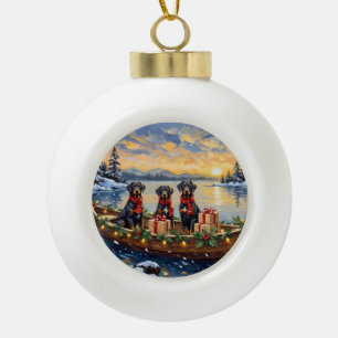 Boule En Céramique Noël Bateau de Noël Weimaraner