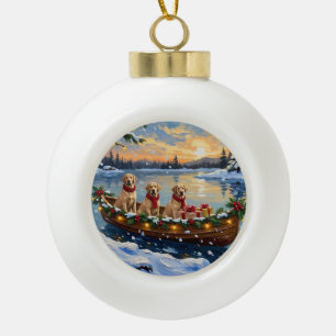 Boule En Céramique Noël Bateau de vacances Retriever du Labrador