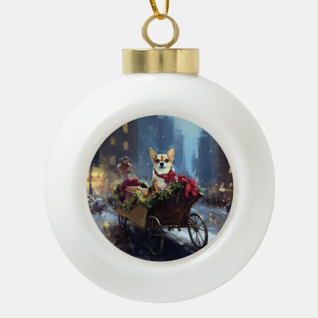Boule En Céramique Noël Chihuahua (Devant)