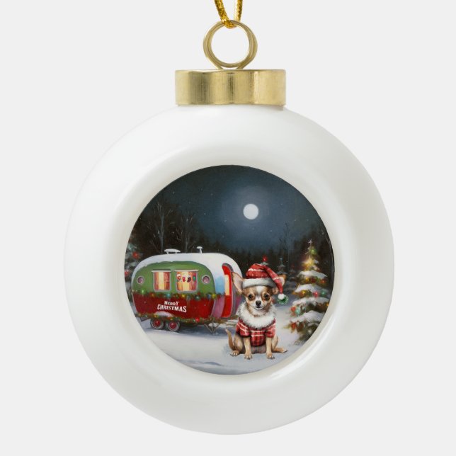 Boule En Céramique Noël Chihuahua (Devant)