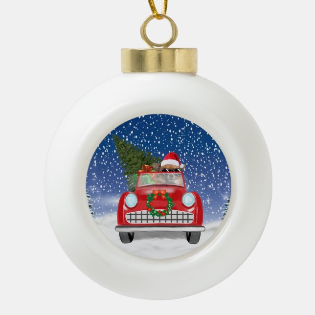 Boule En Céramique Noël Chihuahua (Devant)