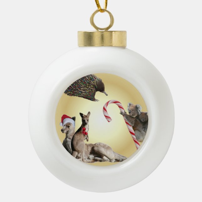 Boule En Céramique Noël d'animaux de l'Australie (Devant)