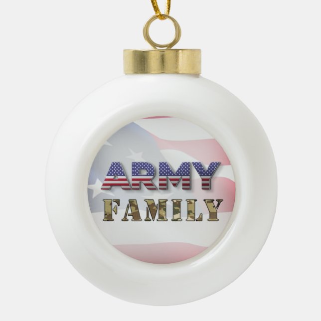 Boule En Céramique Noël de la famille de l'armée (Devant)