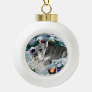 Boule En Céramique Noël des Schnauzer miniatures