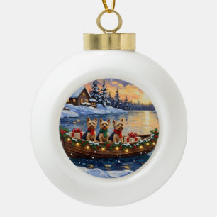 Boule En Céramique Noël en bateau avec Yorkipoo