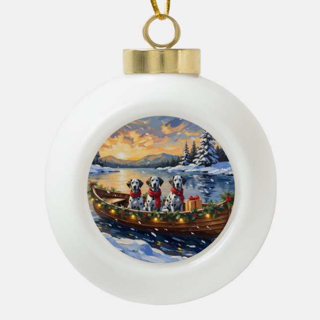Boule En Céramique Noël en bateau dalmate (Devant)