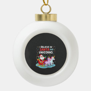 Boule En Céramique Noël Je Crois En Santa Et Licornes Drôle Xm