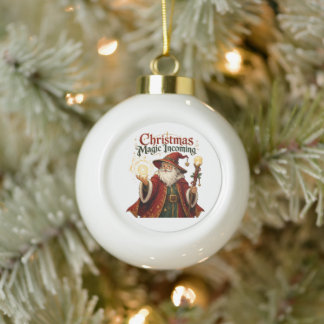 Boule En Céramique Noël Magie Arrivée Magicien Père Noël