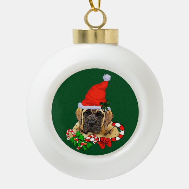Boule En Céramique Noël mastiff anglais (Devant)