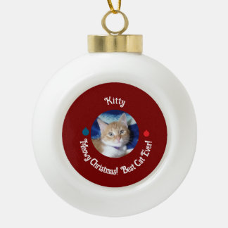 Boule En Céramique Noël, Meilleur Chat Au Monde , Photo De Chat ,