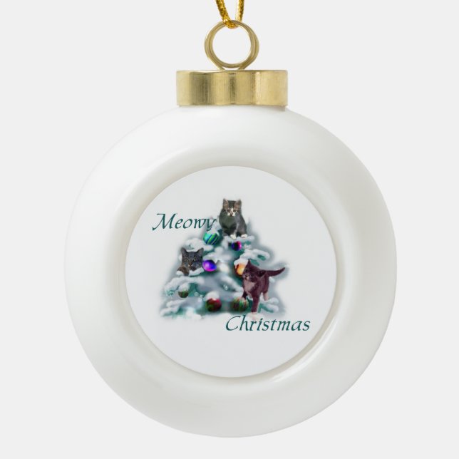 Boule En Céramique Noël Meowy (Devant)