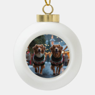 Boule En Céramique Noël Neige Fête de la Nouvelle-Écosse Retriever de