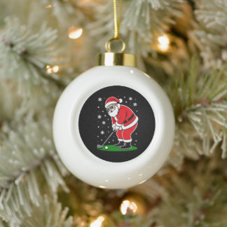 Boule En Céramique Noël Père Noël Golf Golfant Flocons Golfeur