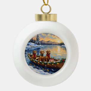 Boule En Céramique Noël Rhodesian Ridgeback Bateau Vacances