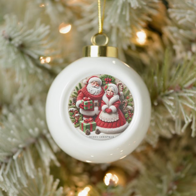 Boule En Céramique Noël Santa Claus Éléments de vacances décorés (Arbre)