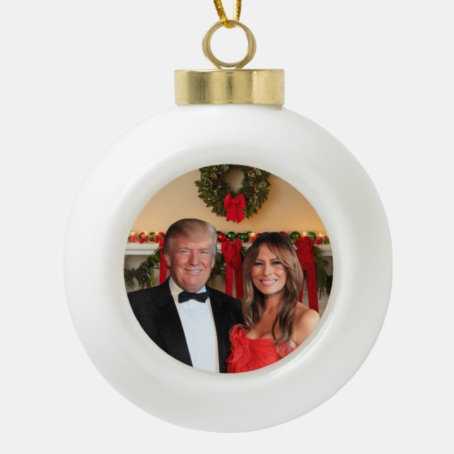 Boule En Céramique Noël Trump : Donald et Melania (Devant)