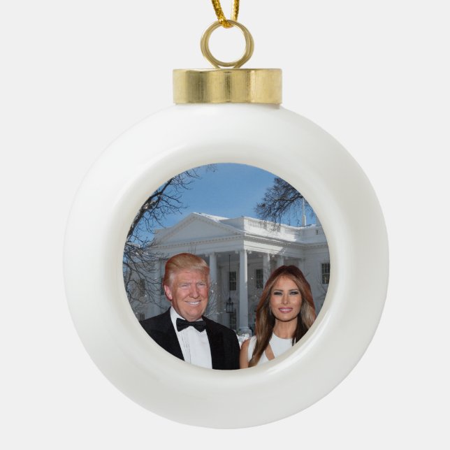 Boule En Céramique Noël Trump : Donald et Melania (Devant)
