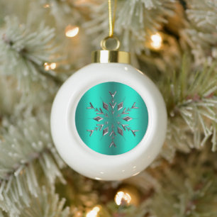 Boule En Céramique Noël turquoise et Argent