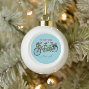 Boule En Céramique Notre Premier Noël Mariés 2025   Joli Couple