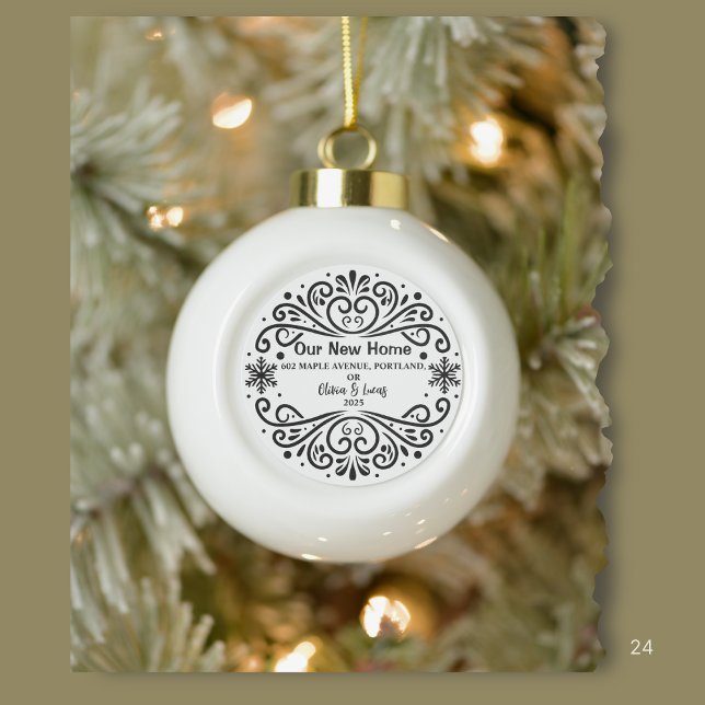 Boule En Céramique Nouveau foyer Maison ouverte Flocon de neige chauf (New Home Open House Housewarming snowflake Ceramic Ball Christmas Ornament)